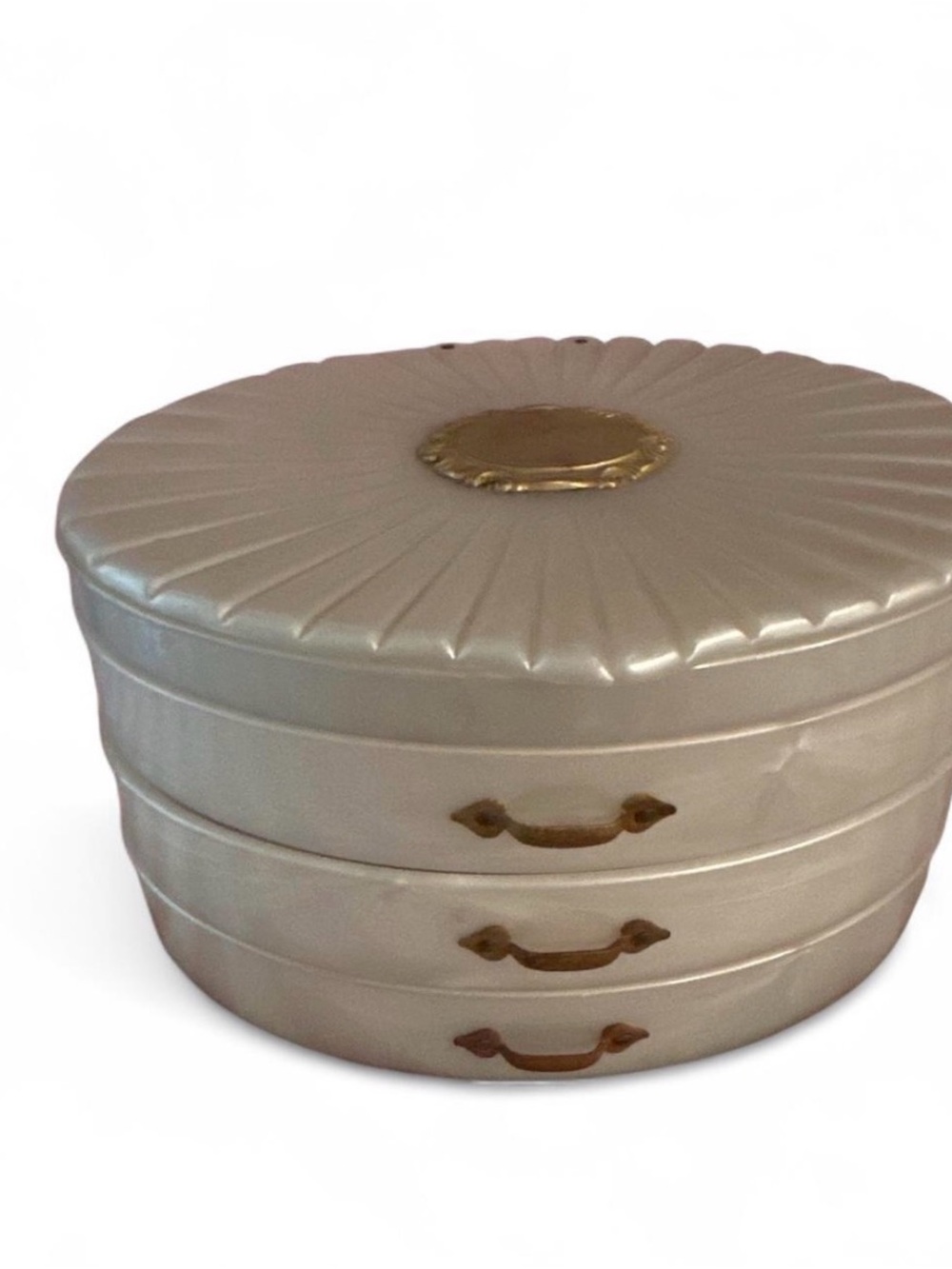 Elegant mermaid Pearlescent Drawer Jewelry Organizer with Gold Accents